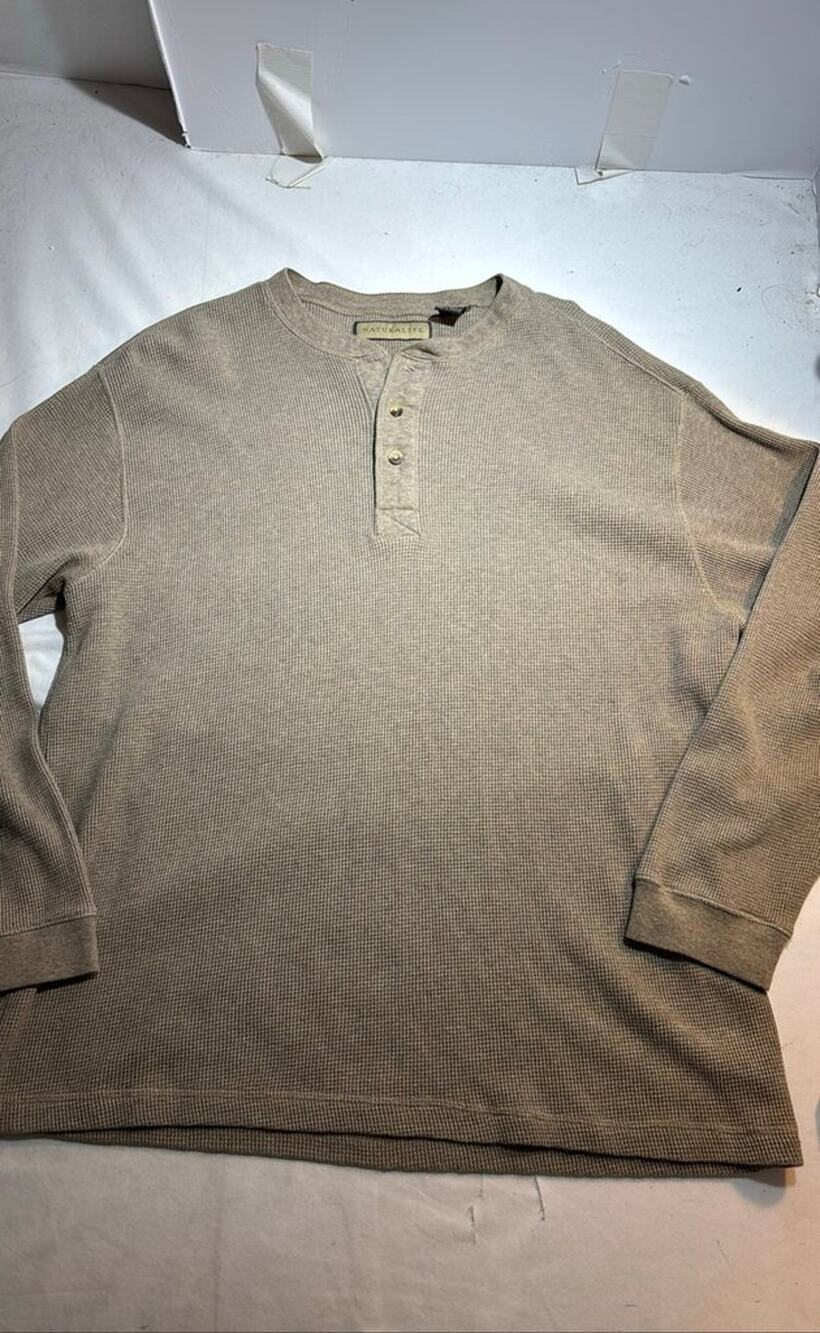 Naturalife Men's Henley Shirt in Beige